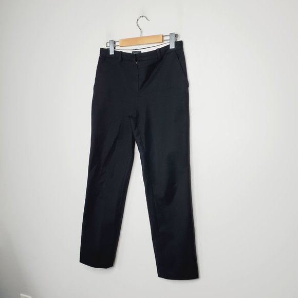 Theory Pants Straight Leg Ankle Cotton Trousers Career Classic Black 2 - Picture 3 of 12